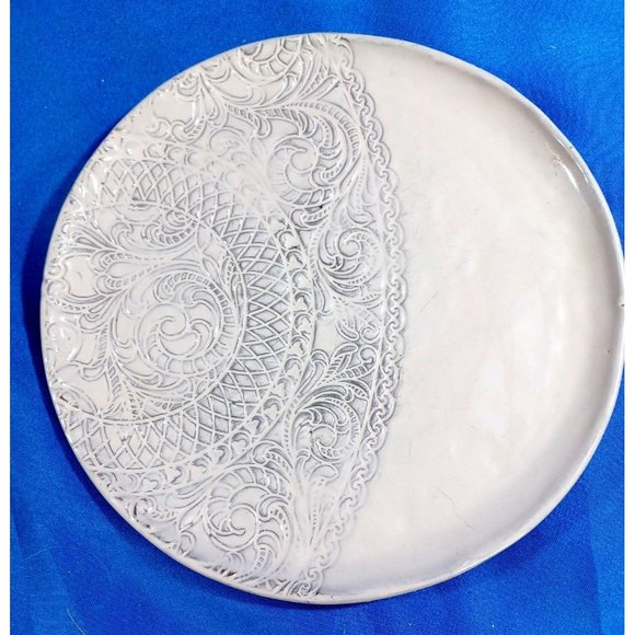 4 Angelina's Lace 9" Plates  Artimino Pottery Earthenware Luncheon Salad Dessert - Picture 8 of 10